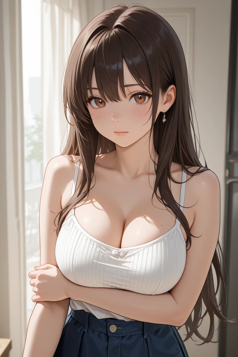 Big Breasts、White Bra、3/4 Cup Bra、G-Cup、Crisp valley、Shortcuts、Proud、Oblique angle、Upper Body