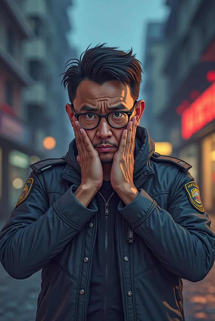 ilustrasi foto masyarakat yang bekerja online shop dan arrested police karena penipuanilustrasi foto masyarakat,orang-orang,toko online,arrested police,penipuan,4K,HDR,ultra-detailed,hyperrealistic,studio lighting,dramatic lighting,cinematic, Daily Life ,aktivitas,realisme,polis,aksi,ketegangan, tense face ,worried expression,hands tied,city background,office building,jalan raya