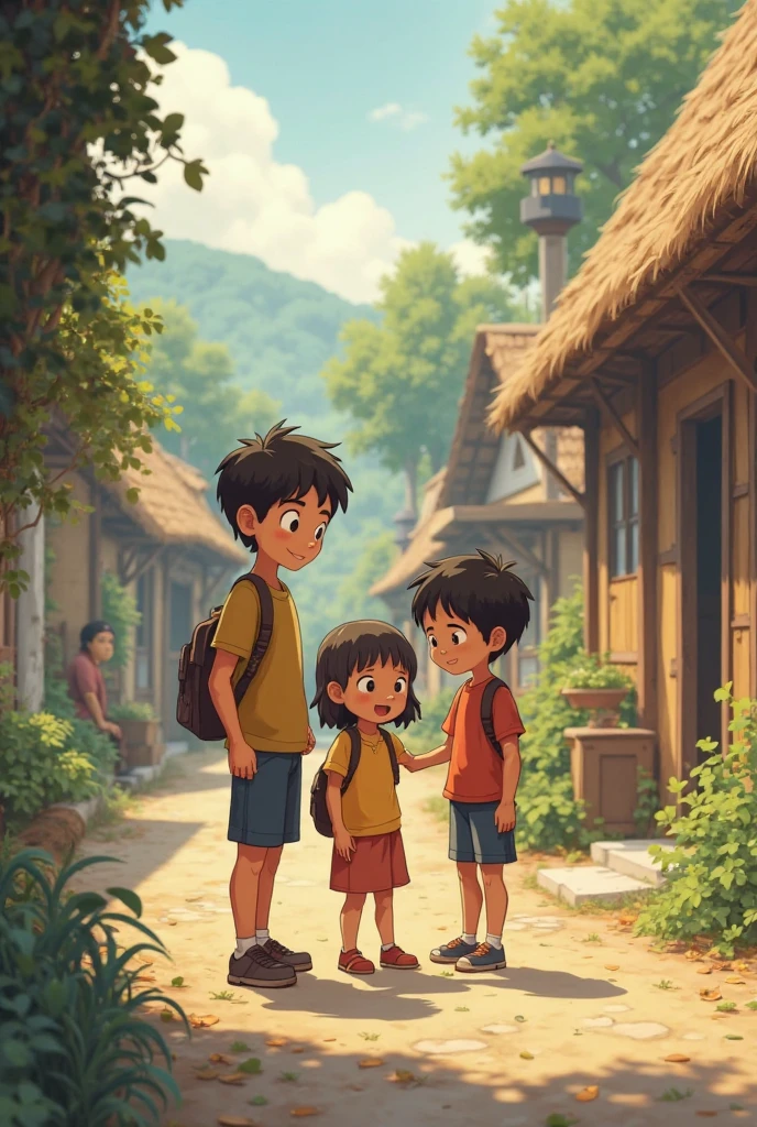 Two brothers and a girl live in a village