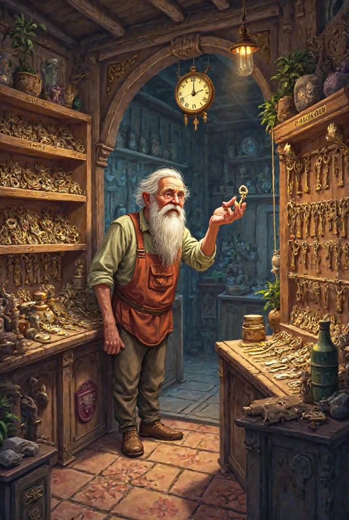 Shop of keys inside in front 