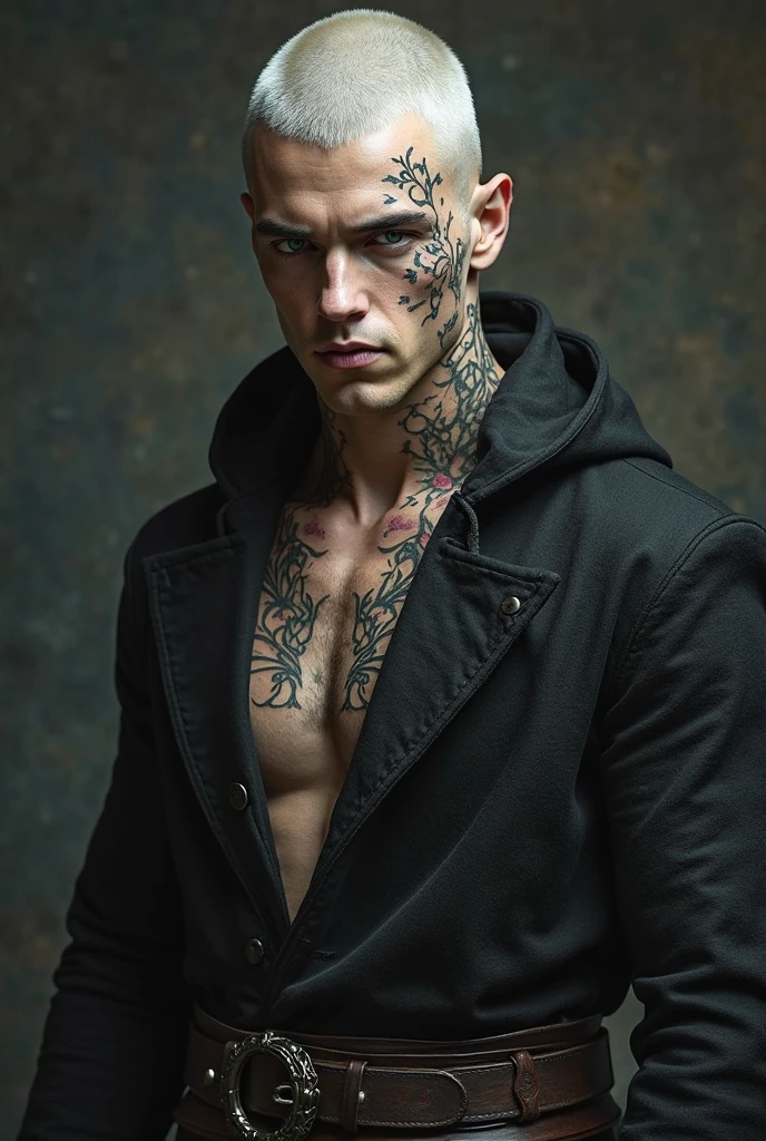 (masterpiece, best quality:1.2), cowboy shot, solo, male focus, 1boy, sukuna, smile, wearing black and red jacket, tattoo_on_his_face, tattoo_ryoumen, hands in a pocket, pink hair,