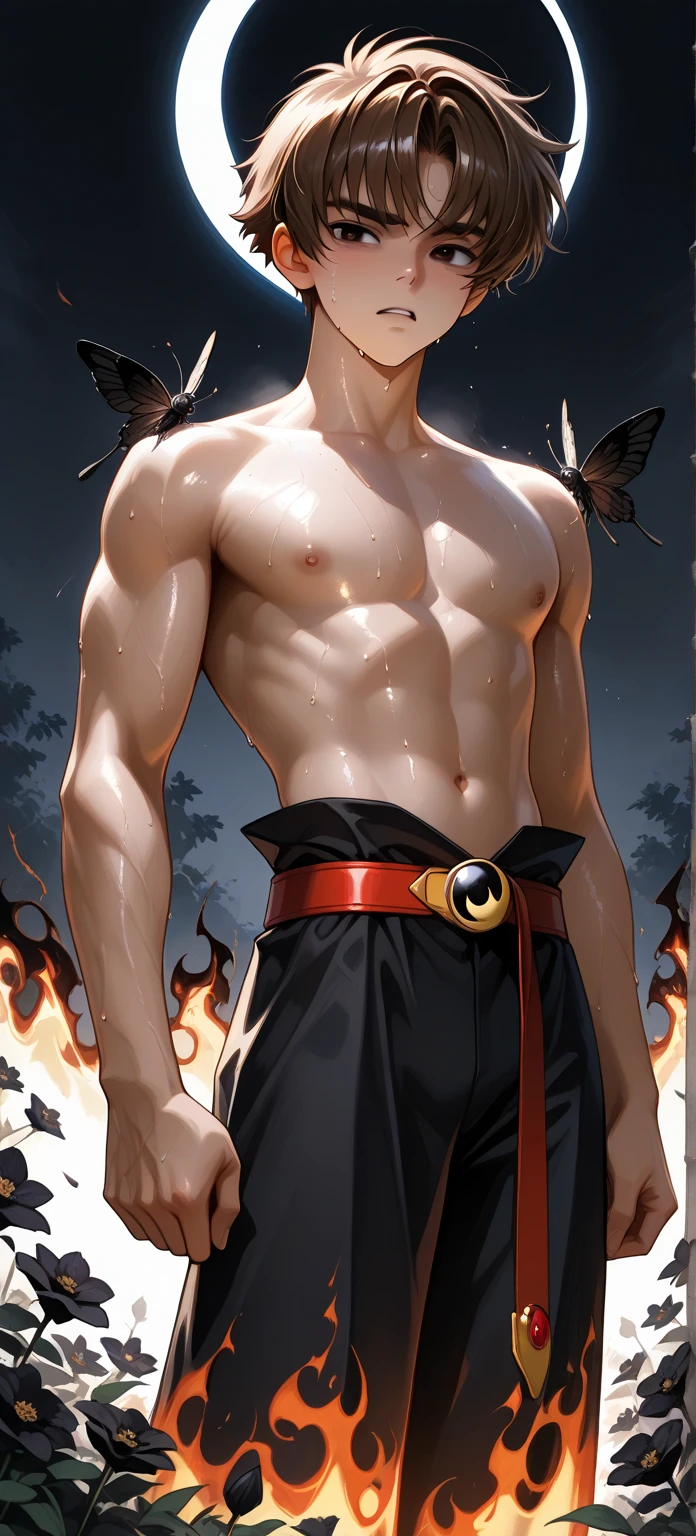 Shige, low waist and small triangle, long legs, big eyes, Chinese youth, muscles, inch head, ancient skin, Cupid, eight-pack abs