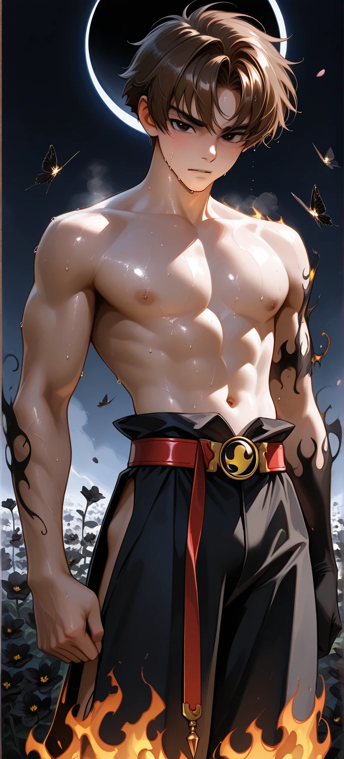 ((Top Quality, 8k, Masterpiece: 2), fit teen boy with gray skin, david laid, (Male Focus), armpit, masculine shape, masculine, rough, raised , sexy, correct anatomy::, photorealistc, model, Full Body, almost naked, POV, top angle,correct anatomy, explicit content,bara, pubic hair, dripping, very short hair, dark brown hair,(sweat:1.3), bodily fluids, precum, pain expression,hd, dark shadows, (black loincloth:1.5), handsome man with dark gray skin and a toga wrapped around his waist, white hair, short haircut, wavy hair, curly white hair, man with gray reptile scales on his skin, scaly skin texture, stormy background, black clouds in the background with red lightning, 8K, artgem, (gray skin:1.75)