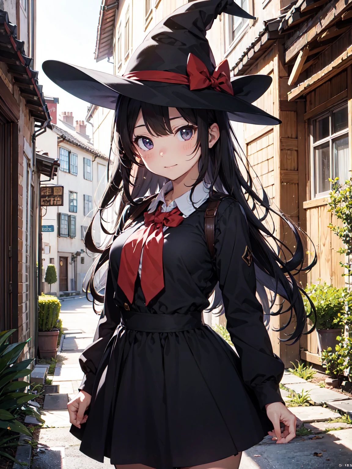 Horror comedy:It's a horror film about witch hunts in medieval Europe.、There is also a comical element。Witch girls are cute and innocent、Get caught up in a witch hunt、Use magic to cause a commotion。The witch hunt scene is not grotesque、It is drawn with a playful feeling。
Pop anime style:The way you draw it is a pop and colorful anime style。The person is not real、Draw as a deformed character。Don't worry too much about the unevenness and texture of the skin、Make your pupils large and distinctive。Although the background is three-dimensional and deep,、No need to draw in detail。
Witch Girl:The main character is a witch girl。I'm about 10 years old.、Features long black hair and green eyes。She wears a black dress and black hat.、Wearing black socks and shoes。Bring a broom and a black cat。The character is bright and curious,、I love magic。however、Magic still doesn't work well、Fails or causes trouble。
composition:Compositions should focus on people。A large witch girl is drawn in the center of the screen、There are magic and strange phenomena happening around。NP、Fly on a broom or fly、Talking to black catanipulate elements such as fire, water, wind, and lightning.。In the background, townscapes, churches and castles from the medieval European era are drawn.、Blur without making it too noticeable。Use bright colors across the screen、Expresses the fun and freshness of summer vacation。climax:In the final scene of the film、A witch girl is about to be burned at the stake in a church.。however、She extinguishes the fire with her magic and runs away。In that case、There are big explosions, flames and smoke in churches and in the city.。People around々Although surprised or angry or afraid、She smiles and flies into the sky on a broom。
perform:The lower half of the screen depicts churches and cityscapes.、Cremators and people々You can see the figure of。The sky is drawn in the top half of the screen、A witch girl is flying on a broom。Flames and smoke rise from the crematorium、Explosions, flames and s