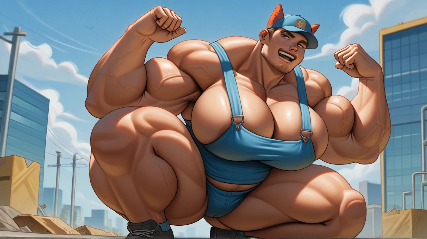 (beautiful girl:1.25), (megan fox:1.25), (large fake breasts:1.45), (young bodybuilder girl wearing cybernetic muscle suit:1.25), carnage muscular physique, seductive face, mouth wide open carnage style, long red hair, perfect muscular body, super skinny legs, sissy, femboy, (full body view:1.25),