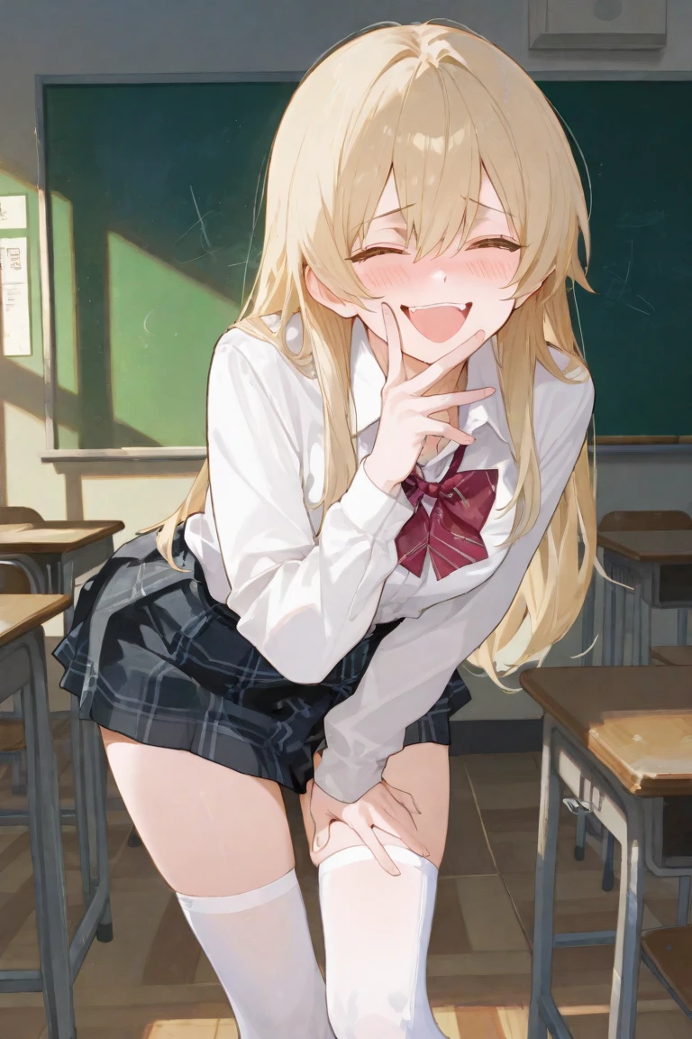 ponytail, hair clip, short sleeves, neck ribbon, white shirt, green skirt, pleated skirt, red ribbon sparrow, braid, hair clip, (futanari), (erect dick), (ejaculation), (blushing), (bowlegs), (sitting), (handjob),(from the front),sexual desire, skirt lifting, on the bed,ahegao,
