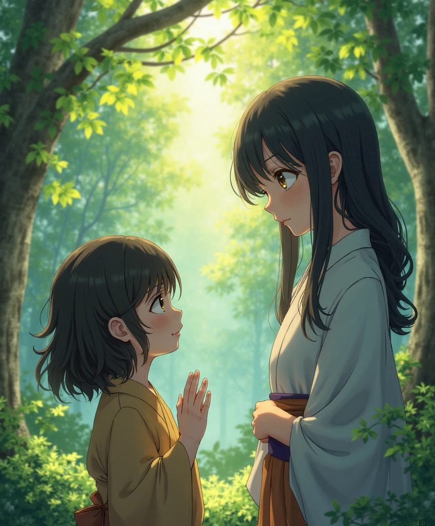 Nezuko watching Tanjito with Kanao