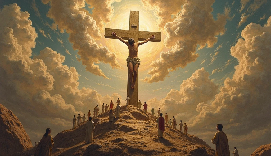 hyperrealist illustration Polycrates crucified on a cross on the beach., photorealism, cinematography, looking at the camera, (Isolation:1.), (Glaze:1.)1), (Enamel:1.1), (Reflected light:1.2), Glass, Polygon, ultra detailed, intricate, oil on canvas, dry brush, (surrealism:1.1), (disturbing:1.1), (((( looking at the camera)))) , full shot, ((((dark skin)))), (((dark subject))), (((vfx)))