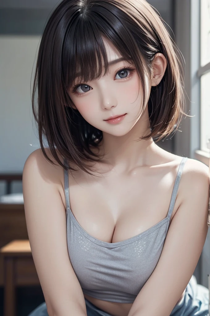 8k、Highest quality、masterpiece、(Face shot close up)、solo、(Round face with baby face)、(slim、Flat Body:1.23)、masterpiece, Highest quality, (((Lying face down)))、Put on cat ears
