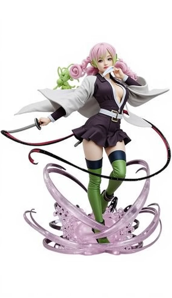 Young girl with pink hair, pink light skin, holding a skull skull, sitting on a tree trunk, detailed hands,