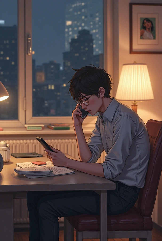 Stable ren's activity
Image description:
A city apartment, a boy in office clothes is engrossed in his lap, talking on the phone of a girl. The missed call is visible on the table, but no one is looking.