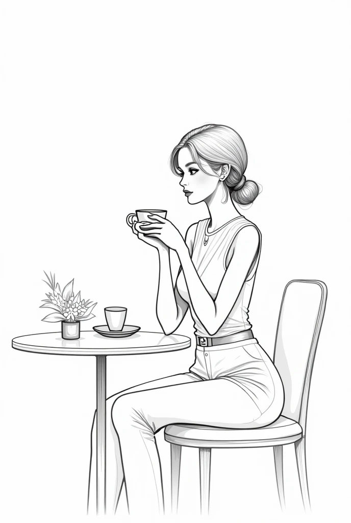 impactful paint of woman drinking a coffee   <lora:The_Line:0.8>,    highly detailed,   8k,   sharp,  professional, clear,   high contrast, high saturated, , vivid deep blacks, crystal clear