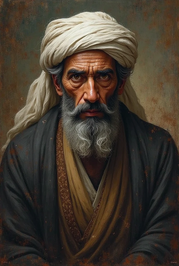 An expressive image of the Arab poet and philosopher Abu Al-Ala' Al-Ma'ari, the poet of Abbasi