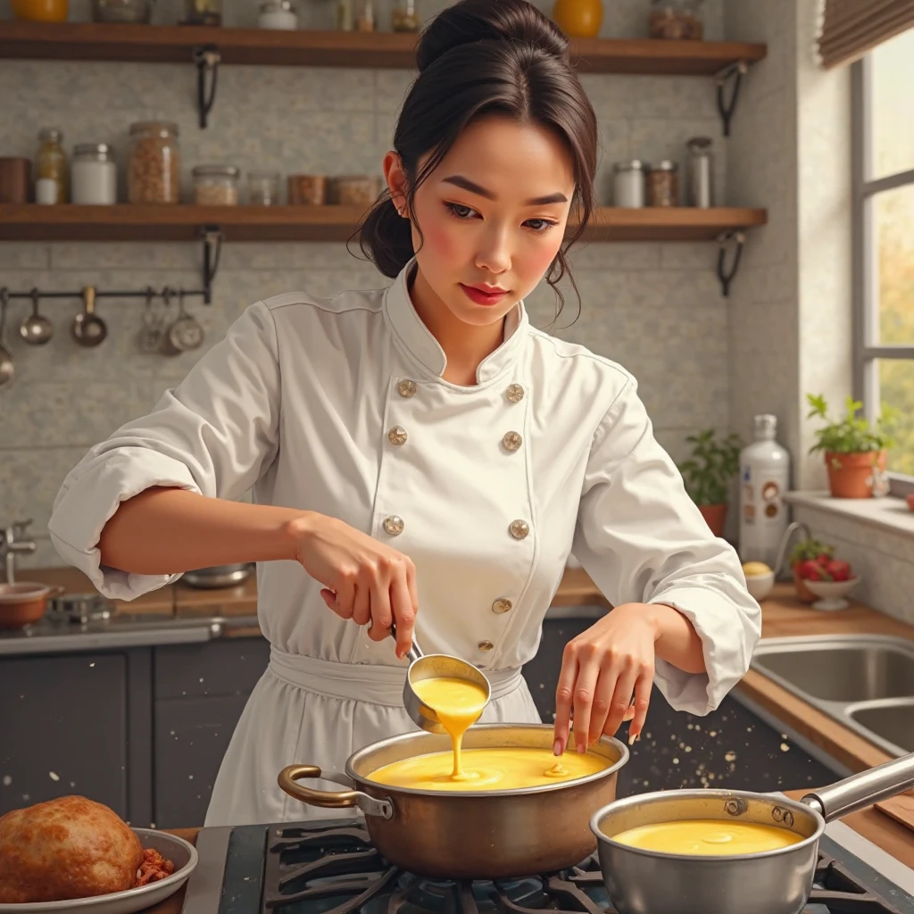  small chef making of custard 