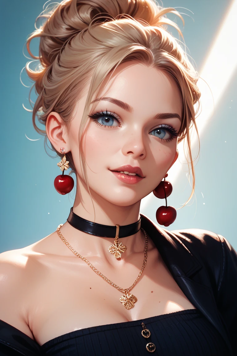 Realistic cherries　The background is darkness　Just one