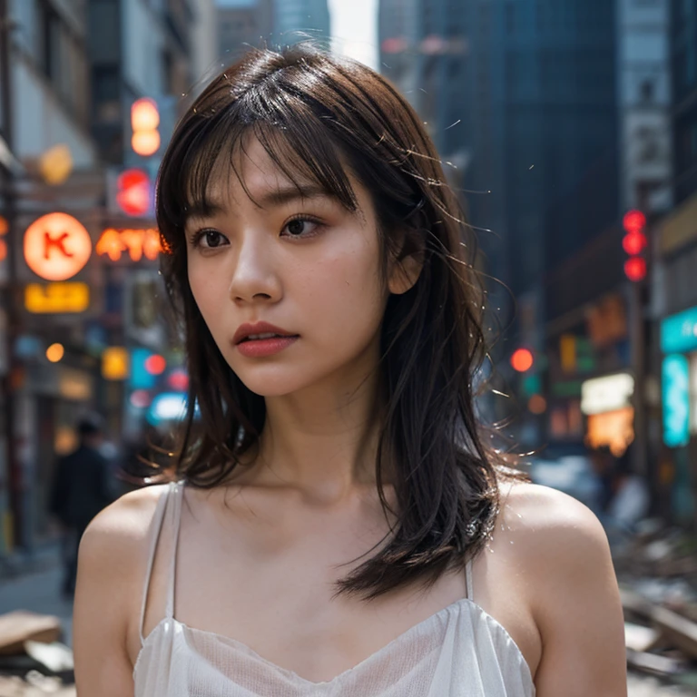 highest quality, masterpiece, Ultra-high resolution, (Realistic:1.4), RAW Photos, (Perfect figure), Dynamic pose, One girl, Full nude body shot, alone, , In the Dark, night, on the road, Deep Shadow, Modest, Cold light 12000K