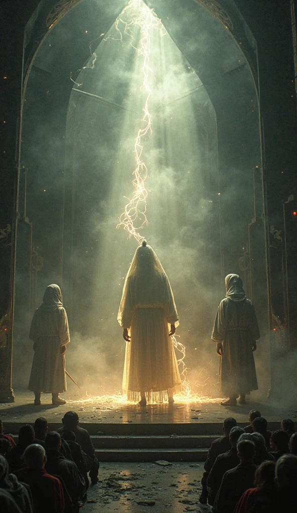 A dramatic theater stage where actors are personified emotions, joy as a bright glowing figure, sadness as a shadowy character, tension as a smoky creature, surreal lighting, symbolic scenery --v 6 --ar 3:4

