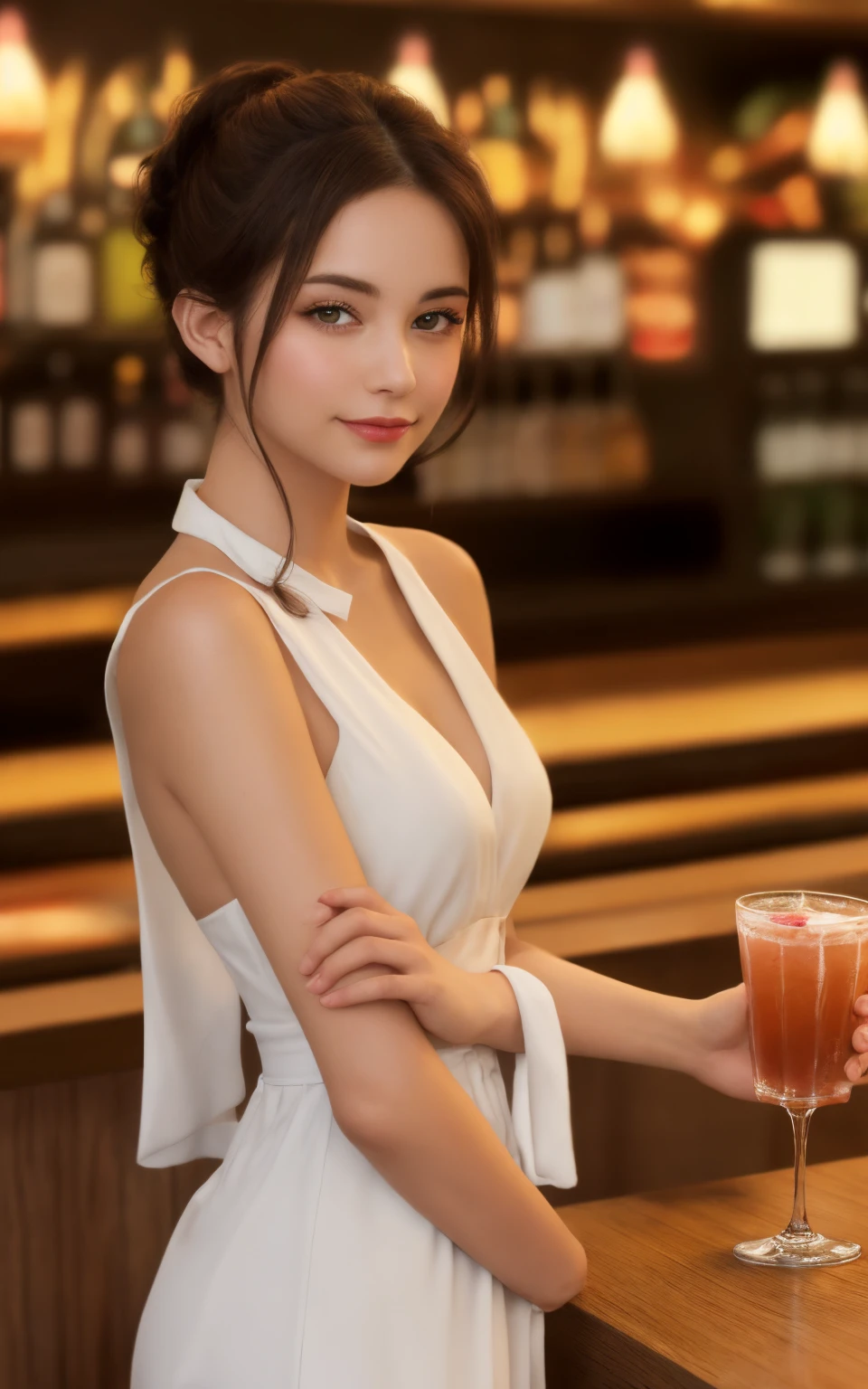 girlvn01, 1girl, smile, aodai yellow, photo art, flower, a stunning photo with beautiful saturation, ultra high res,(realistic:1.4)),deep shadow,(best quality, masterpiece), pale skin, dimly lit, shade, flustered, blush, highly detailed, skinny, BREAK depth of field, film grain, wrinkled skin, looking at viewer, knee, warm smile, (upper body), masterpiece,ultra realistic,32k,extremely detailed CG unity 8k wallpaper, best quality and hold a glass of beer