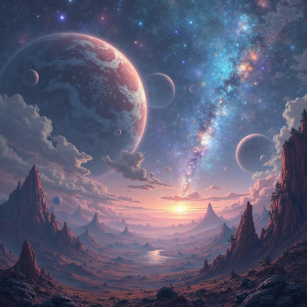 galaxy background with planets ren style