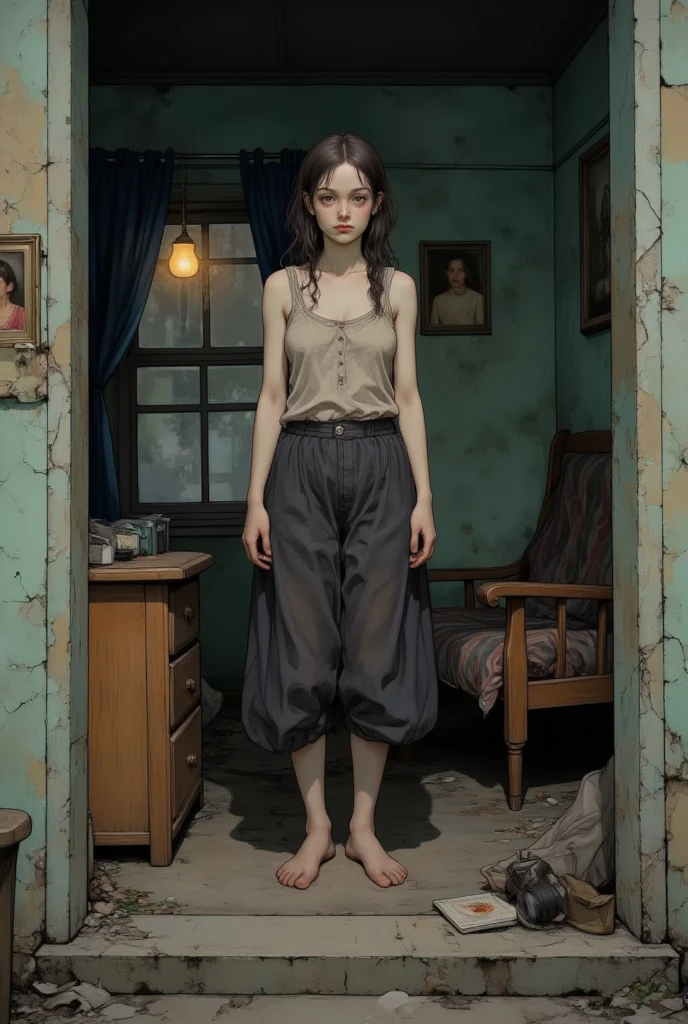 A poor young wife living in a rundown apartment