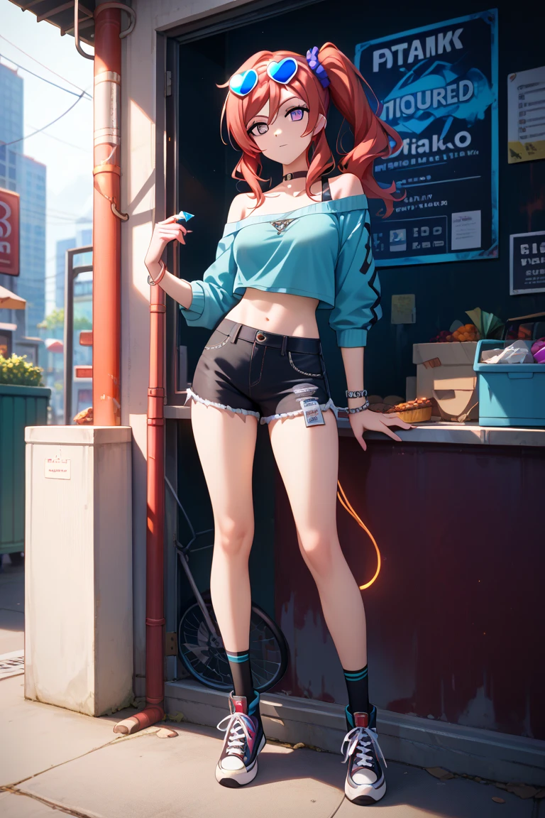 (photorealistic:1.8, highest quality:1.8,8K masterpiece:1.8,High resolution,muste piece:1.8,RAW Photos,cinematic lighting),No split screen, cyber punk、Highway at night、rain-soaked ground、
(1 android girl:1.3)、Completely naked、Full body tattoo、choker、beautiful breasts、T-shirt、denim mini skirt、beautiful butt、beautiful thighs,plump nipples、Nipples are visible through the costume,cameltoe,Body painting with a pop design drawn all over the body、pop art design、cutting edge fashion、conceptual art、
Provocative sexy poses、look back、spread your legs、Lift your leg high and kick、
(Beautifully shining vermilion, blue, white, gold, and peach hair:1.5)、shining blue eyes、Shy Smile