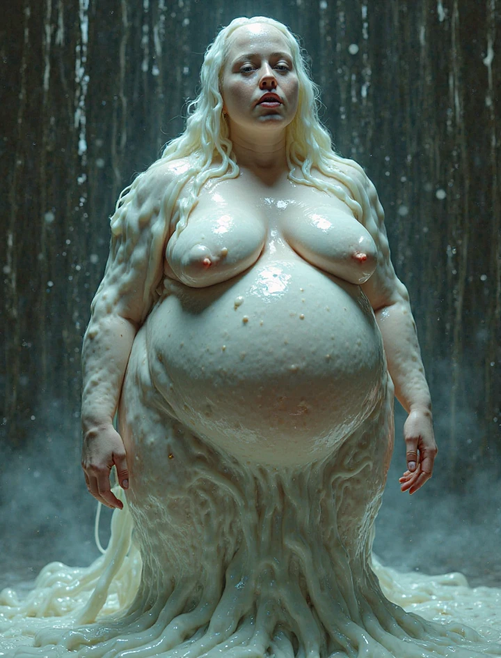 ((Katherine McNamara in a wedding dress)), ((deepthroated by big tentacles)), views upwards to a giant tentacle, ahegao, ((((pregnant)))), focus on big tentacle, looking at tentacle, ((slugs crawling om her face)), horny, red lipstick, pleased, moaning, skinny body, red hair, wet hair, large breasts, large ass, narrow waist, ((cum all over)), (((((covered in cum))))), wet hair, tentacles, tentacles sucks breast, ((throat bulge)),tentacle squeeze breast, tentacles licks breasts, tentacle penetration, fucking tentacles, tentacles around throat, ((slimy tentacles)), sodium light, impaled with tentacles, horror, hyper detailed, 8K, masterpiece, Eldritch abomination, (mind flayer:1.5) (bride of Cthulhu), church of Cthulhu, (((torture chamber))), ((tentacles on the floor and crawling up her body and mouth)), (white thong), ((gates of Cthulhu open))