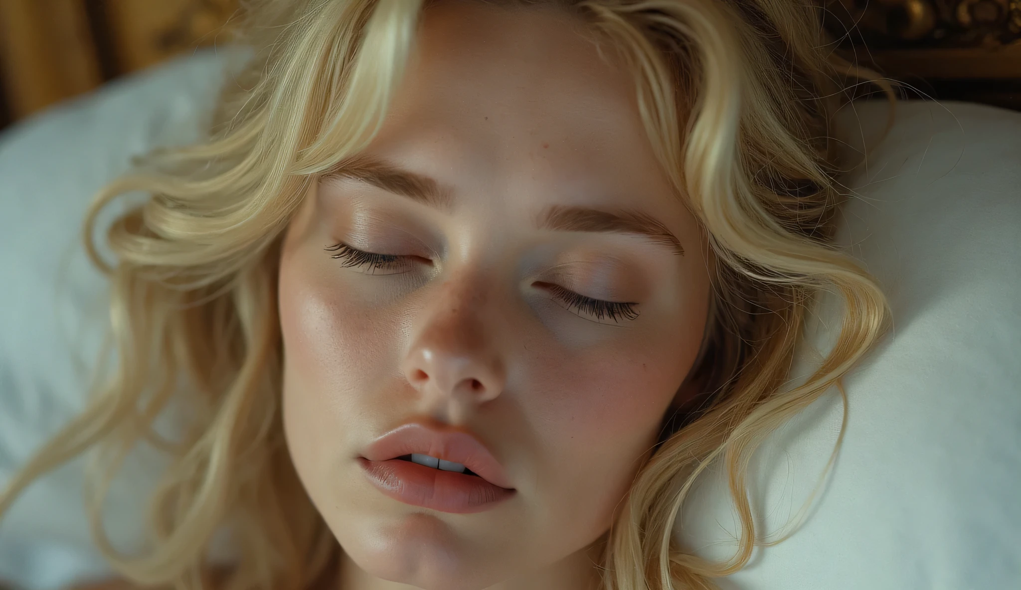 ultra realistic professional face camera(((close eyes, sleeping))) (photo 1028k qhd) by (James C. Christensen:1.2|Jeremy Lipking:1.1), (Dittmann Anna:0.3), (jiner:0.3), (mise au point nette:1.3) lndswgnr,High detail, instagram top model,, beautiful detailed ice baby blue eyes, 64k eyes,(eye makeup:1.2) sleeping Pose of the Instagram model, perfect button nose, attractive lip shape has an upper-to-lower lip ratio of 1:2, perfect ivory skin confiant, (((anatomycally perfect 25 old ladie hand,finger, nail))),fille en forme Fille maigre et sexy, breast:1.2, anatomie parfaite, Perfect symmetry:1.2, Realstic position, realistic and gorgeous face:1.2, perfect face, highly detailled, confident, ighting cinematic, Lighting scene, soft lights, instagram standing pose (((ice baby blue eyes, Fille maigre et sexy, breast:1.2 perfect charming face, attractive lip and nose, close eyes