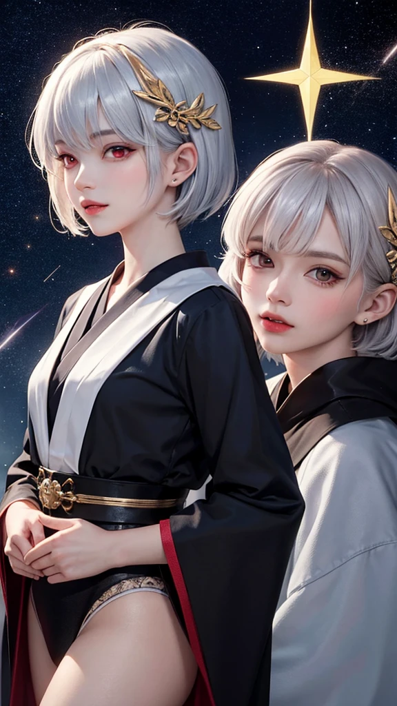 a girl with light white pi k hair, beautiful detailed eyes, beautiful detailed lips, extremely detailed eyes and face, long eyelashes, wearing jujutsu kaisen clothes, (best quality,4k,8k,highres,masterpiece:1.2),ultra-detailed,(realistic,photorealistic,photo-realistic:1.37),studio lighting,ultra-fine painting,sharp focus,physically-based rendering,extreme detail description,professional,vivid colors,bokeh,digital art