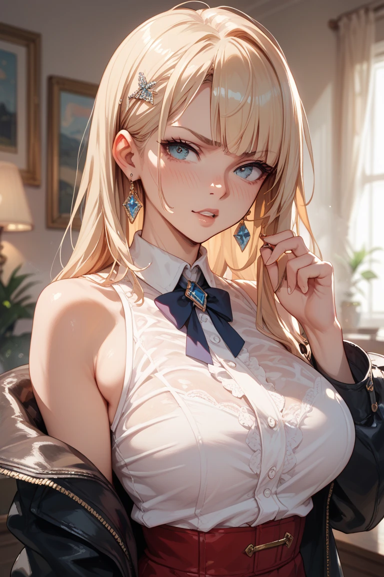 Beautiful girl, white, military, big breasts, cleavage, sexy,