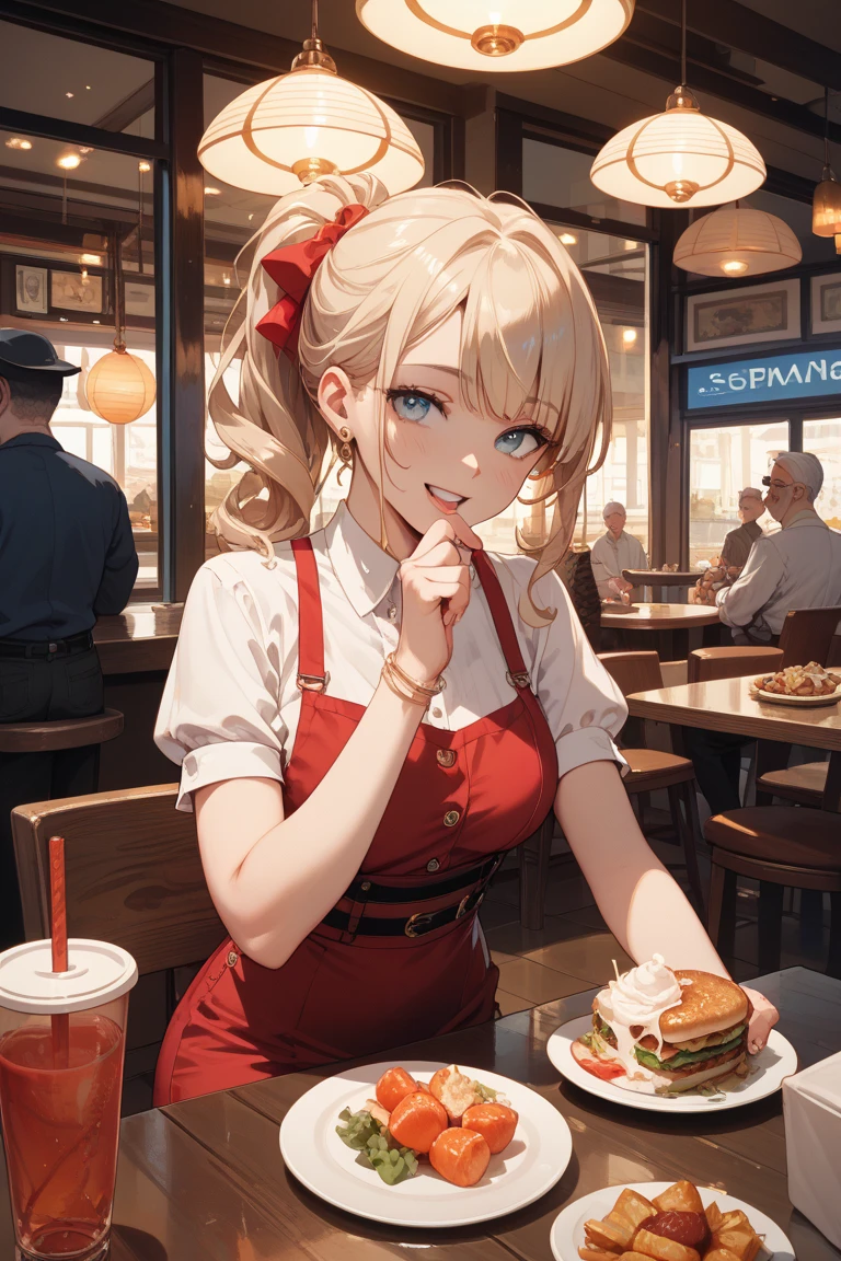 An 18-year-old man who is blond and works in a restaurant who looks like a woman