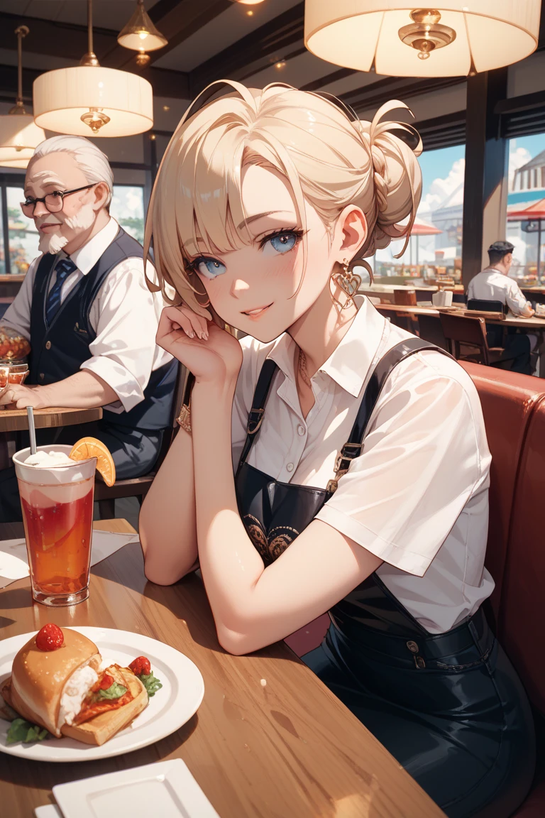 An 18-year-old man who is blond and works in a restaurant who looks like a woman