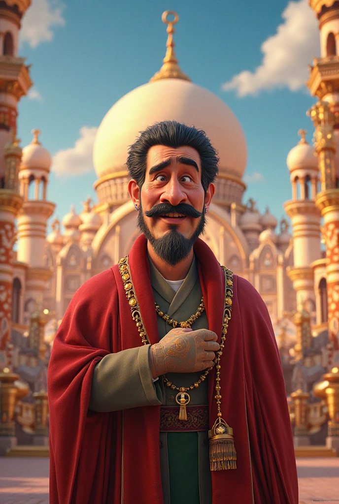 A 3d render of a disney pixar movie poster with title saddam hussein