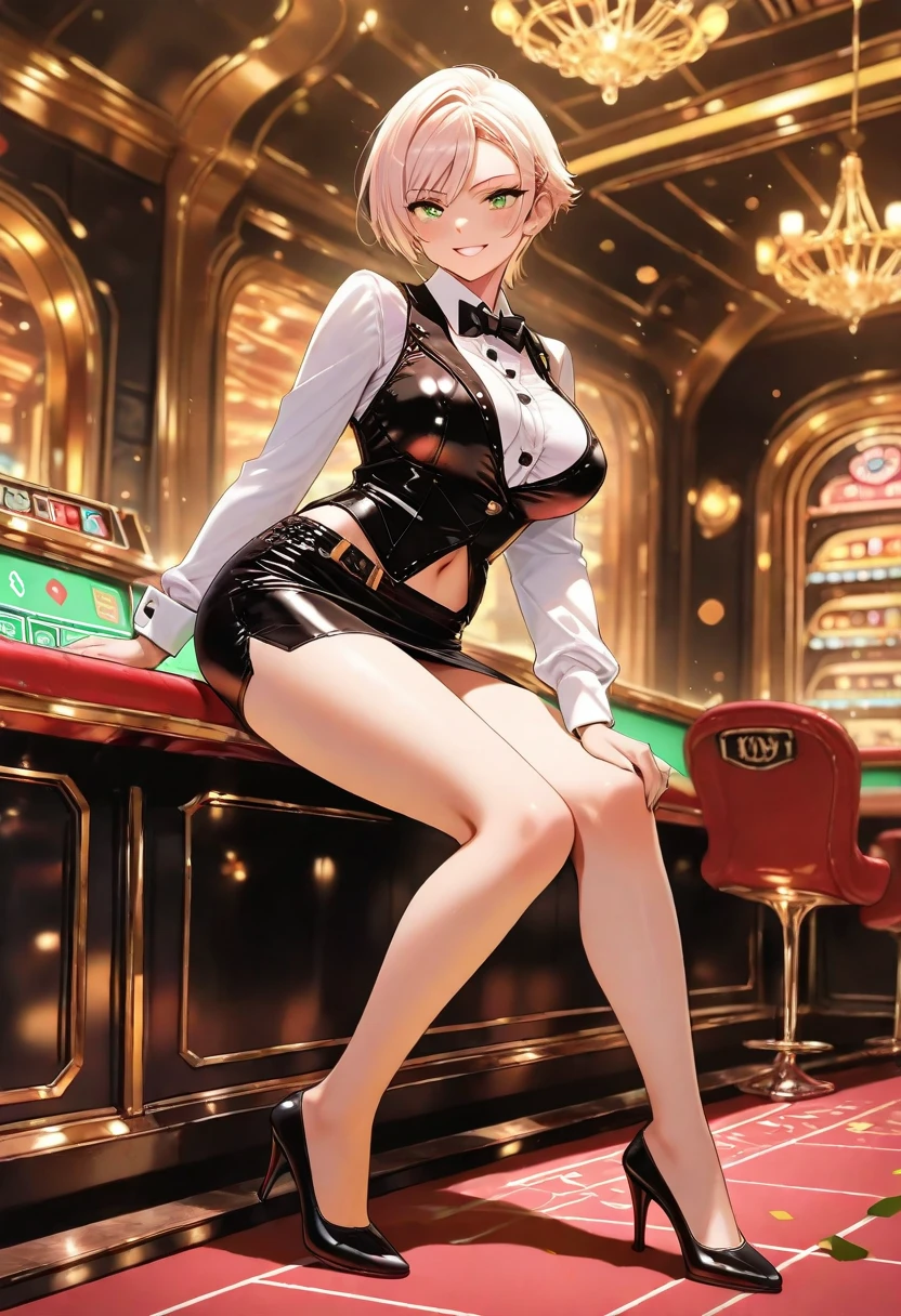 Three Women、Pachinko parlor、Playing slots、Sit on a chair、Place your hand on the slot lever、Play slots、Facing the slots、Hit the lever、Facing the slot machine、Large crowd、beautiful girl, Highest quality, Black Pantyhose、Short tight skirt、panties under pantyhose、Thick thighs、Big 、Big Ass、Short Hair、Sweaty body、Sweaty crotch、Orgasmic face、Dirty sound effects、Ecstasy in a flashy way、目の前にLarge crowd、A ton of slot machines、Slot New Pulsar、Sitting with legs crossed