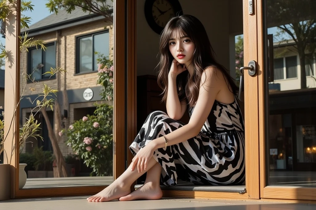masterpiece、highest quality、cinema、(Detailed both eyes)、(cute japanese woman、bangs:1.3)、23 years old、1 girl、elegant、black hair、(auraroid photo:1.4)、(sunglasses)、Poland、