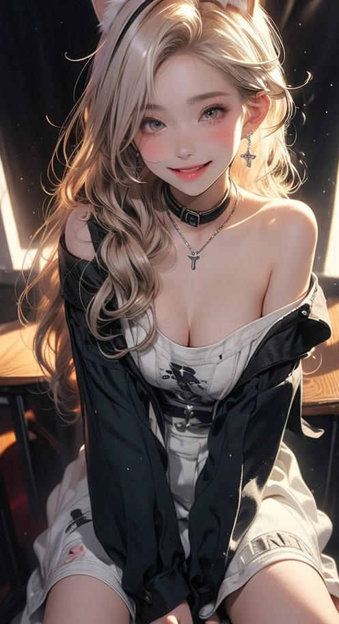 ((Biologically correct number of limbs))、(( whole body including face))、4K、Masterpiece、((focus on the face))、((Symmetrical facial features))、Eyes with detailed description、Beautiful woman、Outstanding style、Beautiful arms、Beautiful legs、Beautiful Hands、(slender)、Detailed depiction of faces、Small earrings、necklace、(White glossy uniform、shiny skirt、High heels、Glowing Skin)smile、(Beautiful legsのアップ)、Sweat、(((Black and white painting)))、Realistic illustrations