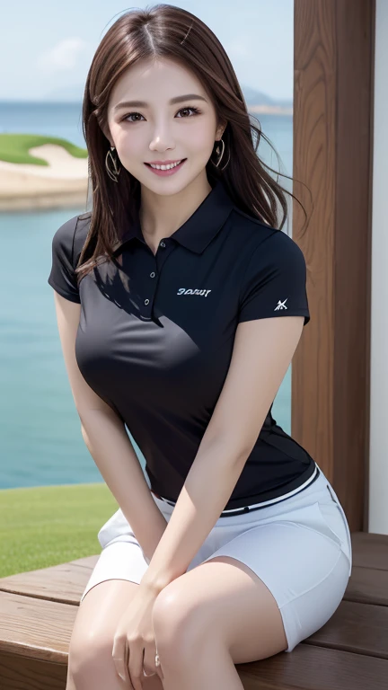 Very beautiful Japanese female golfer , 26 years old ,
(masterpiece:1.3) , (best quality:1.3) , (big breasts:1.3) ,
a little smiling , half open mouth , cleavage area ,
wearing golfer uniform , at the Golf course ,
fashion model posing , look at viewer ,
closed eyes , (sharp eyes:1.5) ,
alone , midium dark hair , soft lips ,
Random sexy poses , Bring chest together ,