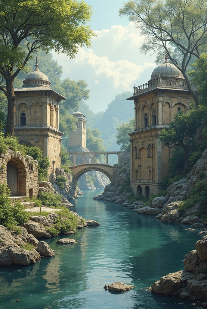 Create a realistic image of cool and calm place in india