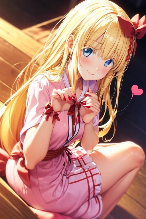 masterpiece, best quality, 1girl,blonde hair,Sui, (finely detailed heart shaped pupils and detailed face),,cowbody shot,lovestruck,extremely detailed picture unity 8k wallpaper,solo,(latex maid costume:0.9),glamour body,seductive smile,latex thighhigh