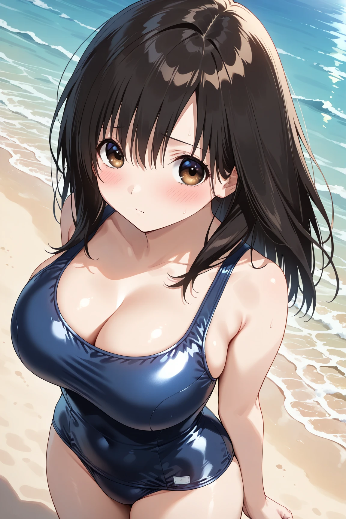 High resolution,
One beautiful young woman,
(soft saturation: 1.3), (fair skin: 1.2),
(ultra-detailed background, detailed background), bokeh,
Portrait of smiling girl breaking. When viewed from the front, the composition is symmetrical.
Look straight at you with serious eyes and break
yellow swimsuit, yellow bikini, middle ,
outdoor, sea surface, sky, sunshine, summer beach, sand,
strong light, front light,
(Teenag, (Cowboy Shot: 1.2), Break
angle from the front,
Look at the viewer,
Dynamic Pose,
Sitting on the beach
Wakame, wakame, wakame, wakame, wakame, wakame, wakame,