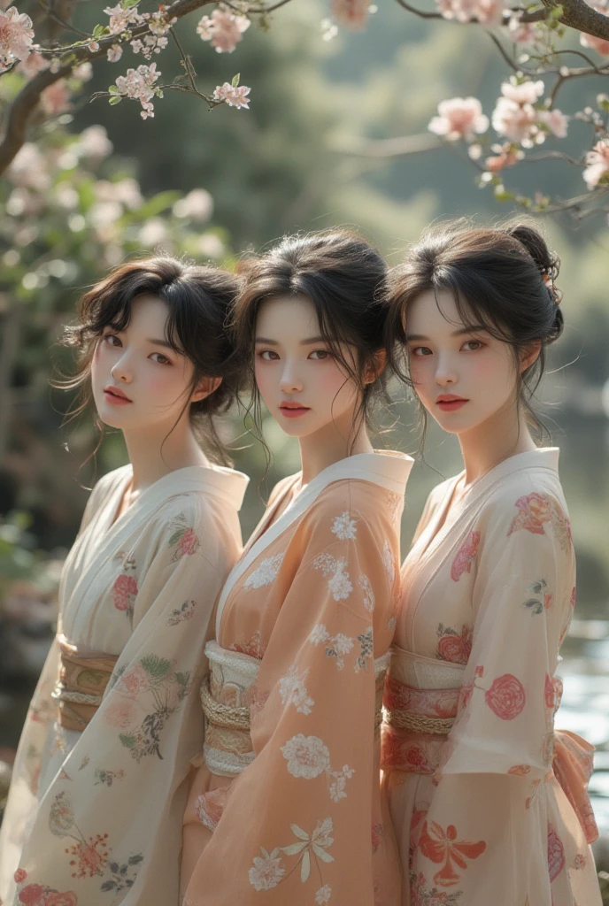 Japan Real Beauty Long Haired Short Haired Three Sisters