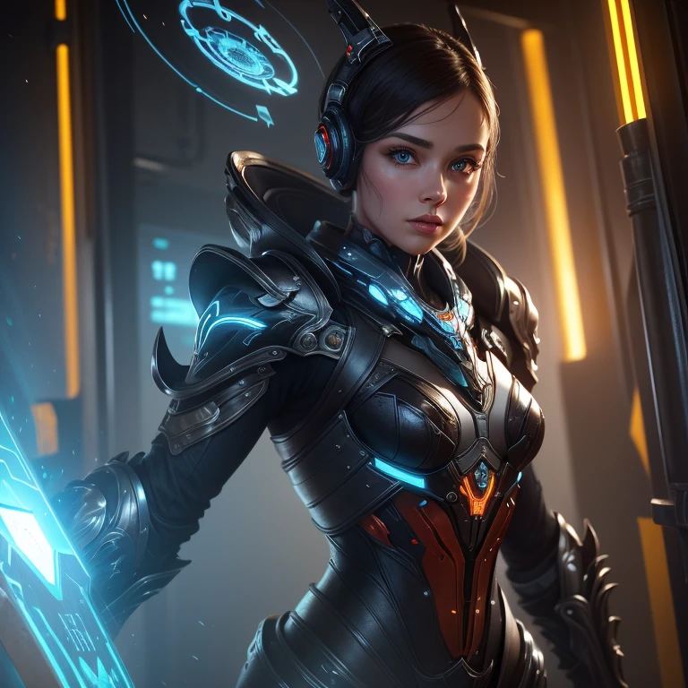 (extremely detailed photo 8k), full body shot photo of the most beautiful artwork in the world, beautiful woman medic, cleavage, (wearing elegant futuristic colorful clothing), cinematic lighting, very detailed face and eyes, elaborate sci fi fantasy background, high-quality photo, photorealistic painting by Ed Blinkey, Atey Ghailan, Studio Ghibli, by Jeremy Mann, Greg Manchess, Antonio Moro, trending on ArtStation, trending on CGSociety, Intricate, High Detail, Sharp focus, dramatic, photorealistic painting art by midjourney and greg rutkowski