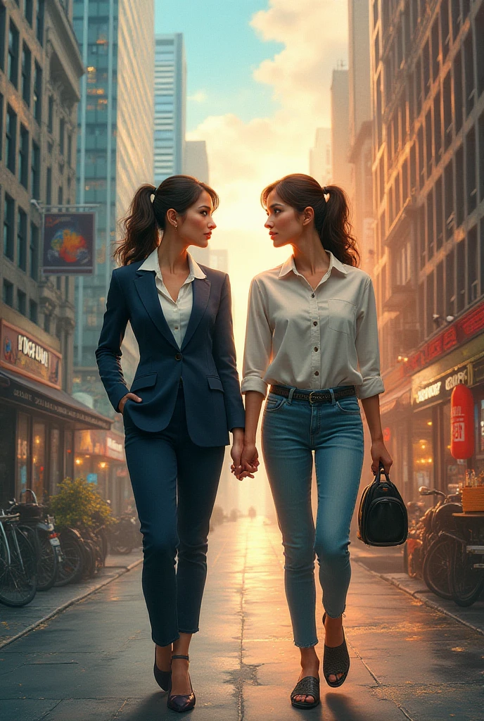 Create the cover of a novel whose title is: Swapped Lives 
Demonstrating two twins, one is a businesswoman the other mother of a family and they switch places 
