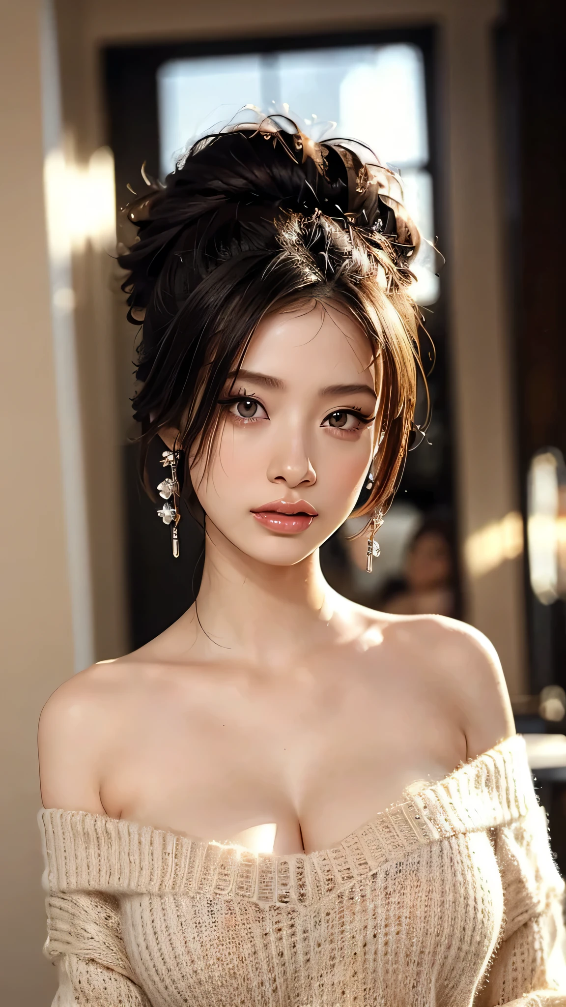 (((,glowing skin、realistic skin texture、 Beautiful Skin in Every Detail 、 shiny skin、 shiny skin)))、
upper body shot, ((low angle camera)),(( beautiful face:1.4)), (Purelos Face_v1: 1.0), 1 girl, writing boundary depth, focuses on the center, Focused Girl、blurry background、Beautiful Eyes, Perfect face and eyes、((Upper Body))
( night :1.8,)
early s , Black Hoodie , check mini skirt, purple collar, black face mask , earrings,
Big Breasts, thin, standing , naughty,
absolute region with to, A silly solution, Absurd Details, top quality, (((Natural huge breasts:1.2))), grabs the chest、 (((lightweight off-shoulder sweater with lots of heart puffs)))、white skin、((( Bitch、Sexy Bitch、ga yaru makeup)))、