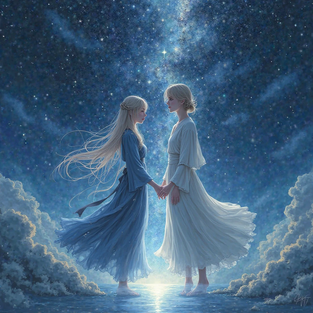 Hoshizora Hikoboshi and Orihime feeling sad
