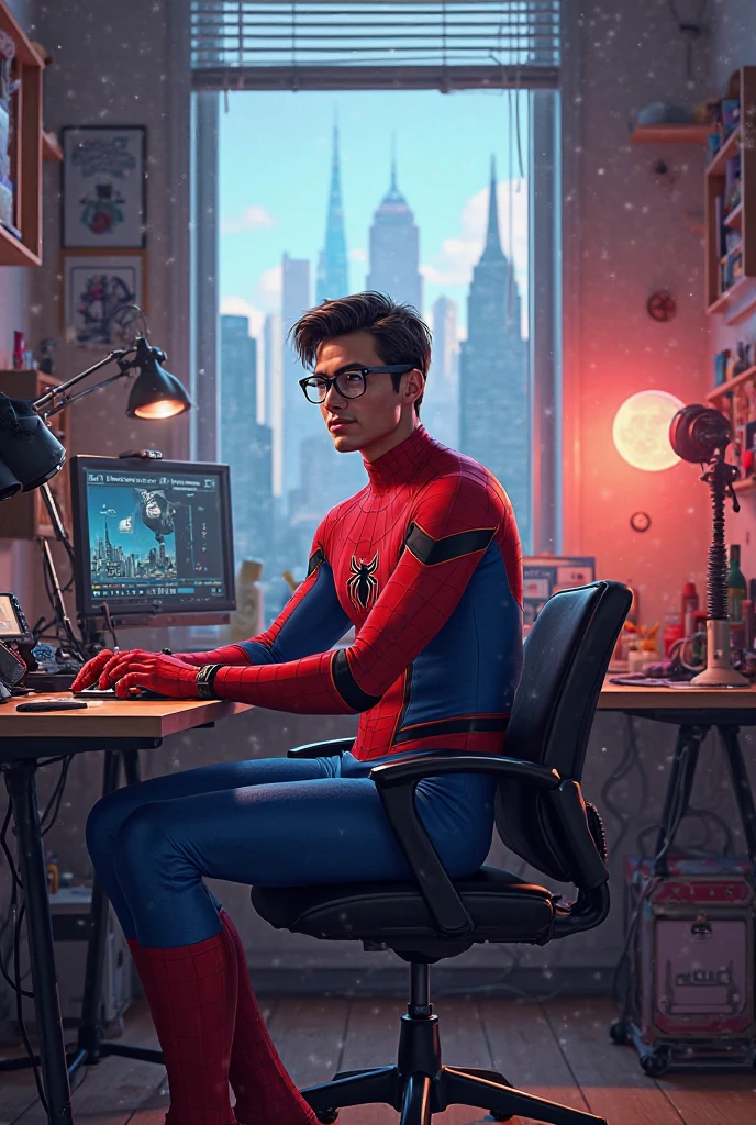 A room with a Batman poster, Spiderman, Shenlong, bicycle
