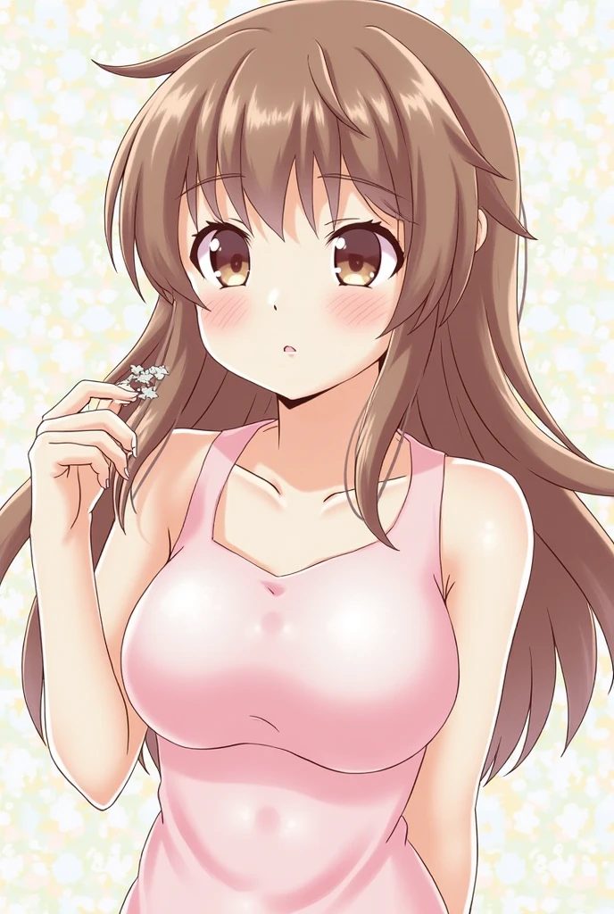 art by yuuki masami, japanese comic character, 1girl, jitome, huge breasts,