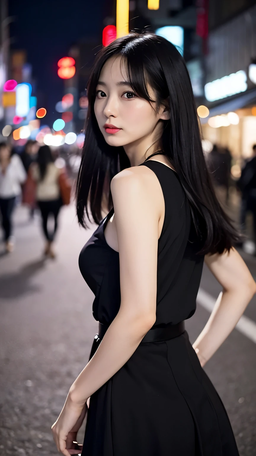 (Extremely meticulous CG),(((8k))),wallpaper,((Extremely refined and beautiful)),(((Masterpiece))),(((best qualtiy))),(((Ultra High Resolution))),beautiful light up,realistic shaded,(Smooth and flawless fair skin:1.5),(Extremely exquisite facial details:1.2),(ultra-detailed:1.5),((a beautiful girl,solo)),(medium straight bob hair:1.2),(small head:1.2),(slender face:1.2),(Exquisite makeup:1.3),(happy:1.2),(laughing:1.2),(perfect body:1.1),(strapless black dress:1.3),((slim,thin)),(see through Black pantyhose:1.3),(from front:1.3),(standing:1.3),(at the schoolgate:1.3),(outdoor:1.2),(early summer:1.3),(day scene:1.5),(cloudy:1.3),(surrounded by crowded crowds:1.3),(close-up of face:1.3)