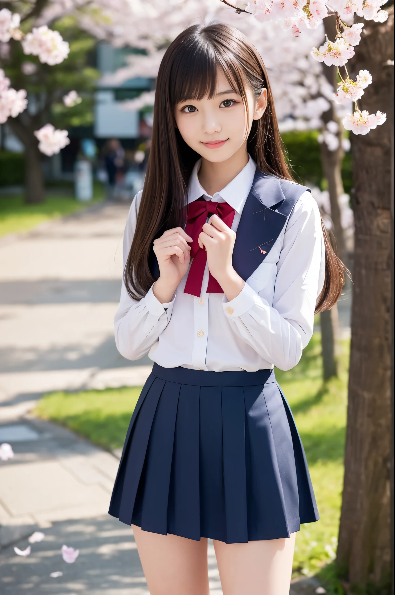 Super fine、8k、muste piece、(RAW photo:1.4)、High resolution、((Composition gradually moving away from the subject))、((Full body photo from face to shoes))、((perfect anatomy:1.2))、Standing sideways、The gaze stares into the distance、profile、1 female 14 years old、detailed skin、glowing skin、baby face、double eyelid、long eyelashes、Moist eyes、small face、smile、open your mouth、Neat and clean hairstyle、school hallway、stare out the window、Put your hands on the window and stretch out.、turn your body toward the window、Natural light comes in from the windows、Dreaminess、realistic school scenery、middle School girls、A blue and gray school bag slung over my shoulder、、slender and delicate body、small breasts、Blazer uniform with green lines、girls school uniform、plaid skirt、healthy、young female teenager、black tights、black tights、black knee high socks、茶色のloafers革靴、loafers、full body shot、Neat and clean hairstyle、Emphasizes the rather slender leg line