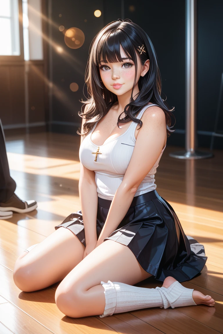 Amazing artwork of sexy , , porn actress cropped , torn clothes, underboob, skirt, pantyhose, long silver hair, compensate, detailed face, Ahegao, masterpiece, d, great lighting, In the classroom, art station, Award history, amazing, beautiful, depth, shading, sitting, spread your legs