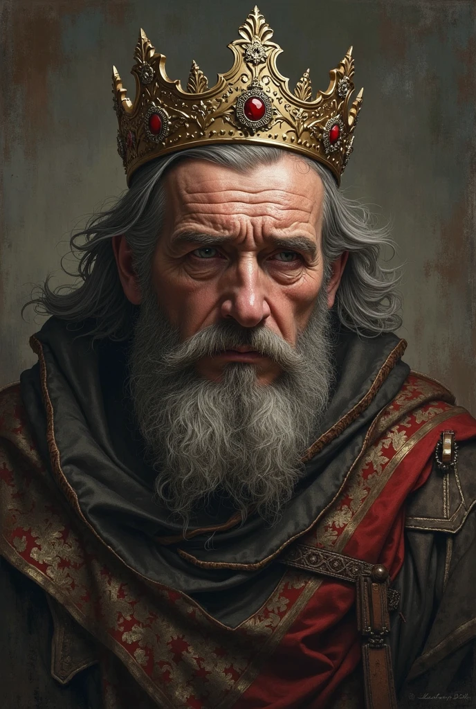 Image of a king with a regretful expression